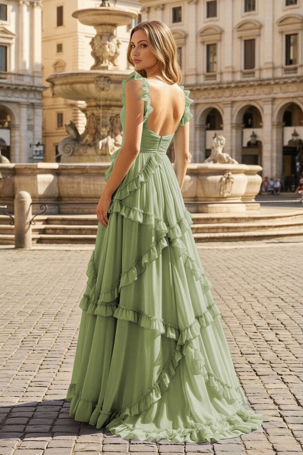light green chiffon prom dress ZAPAKA Women Light Green Prom Dress with Appliques Mermaid Lace-Up Back Party Dress, Light Green / US10