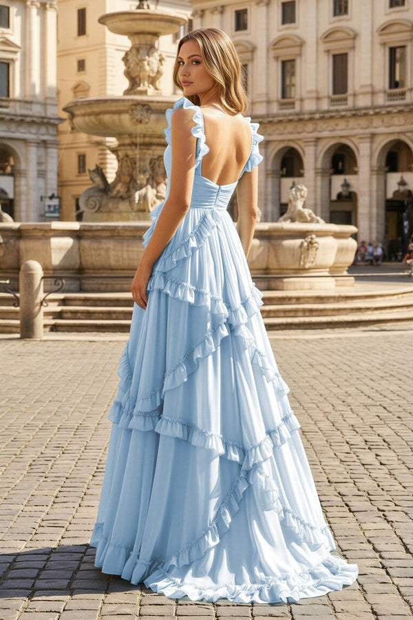 long flowing dresses Generic Flying Dress For Photoshoot Train Dress Flowy Satin Dress Blue Size M : Clothing, Shoes & Jewelry The soft tulle skirt is layered for movement and includes a front slit that makes walking and sitting easier Long Formal Dress with Long