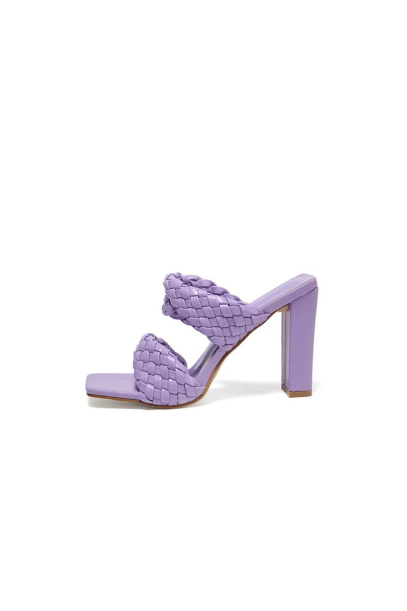 Lavender High Heels Woven Chunky Sandals - KissProm