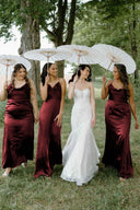 rust bridesmaid dress plus size Hunter Green Silk Satin Cowl Neck Bridesmaid Dresses, Gray Green / 12