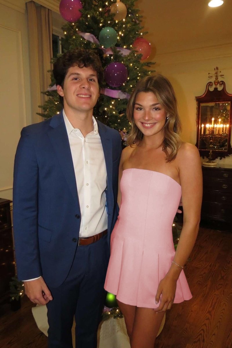 Hydrangea | Pink - Strapless Satin Pleated A-line Short Homecoming Dress