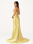 Idra | Emerald Green Beaded Strapless Applique Formal Dress with Slit