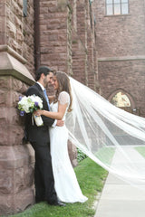 Vintage Sheer Single Tier Classic Wedding Bridal Veil - KissProm