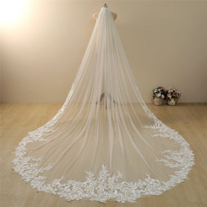 Vintage Lace Trim Transparent Wedding Veil Bridal Veil - KissProm