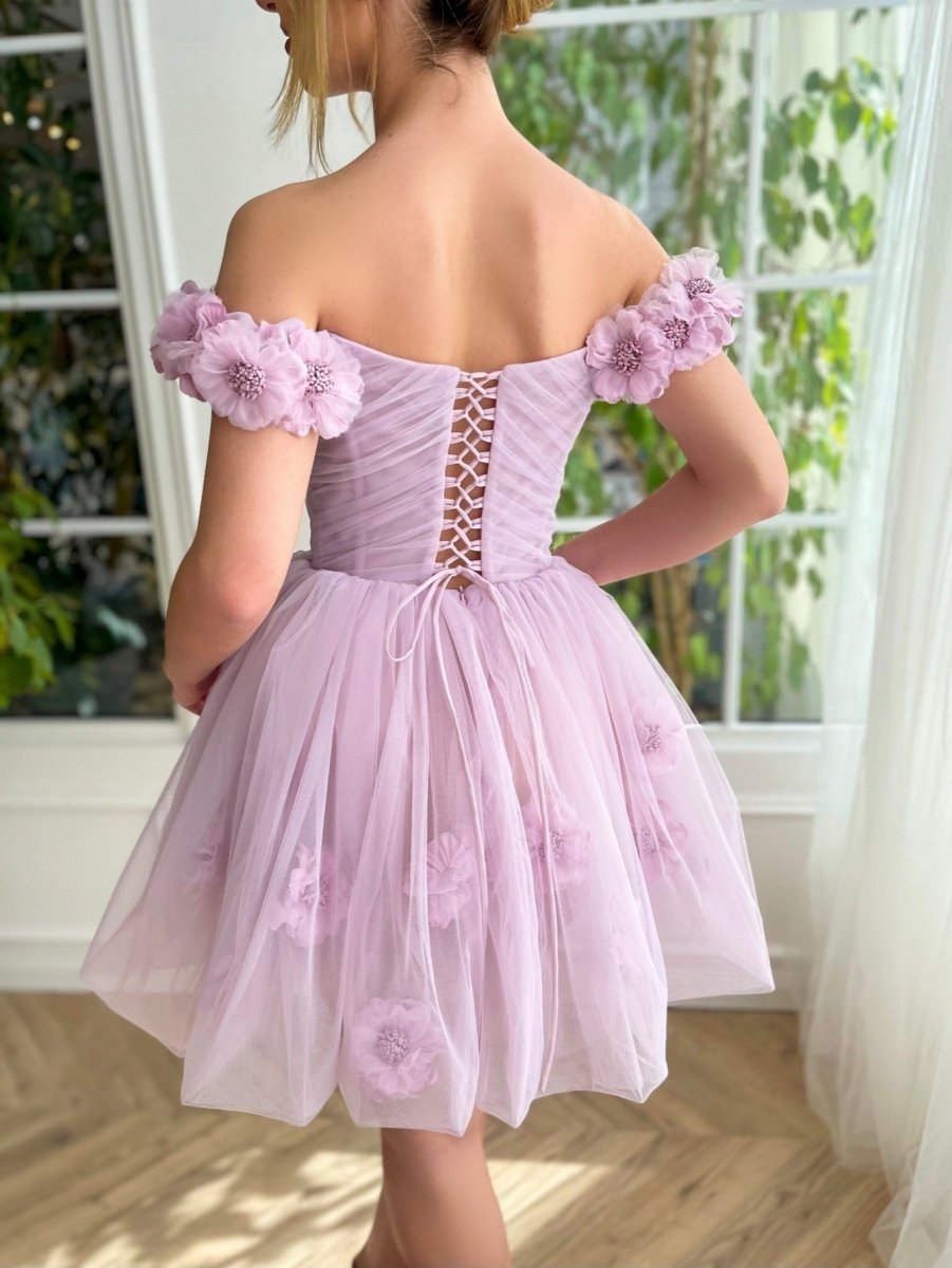 Lilac Corset Strapless Short Tulle Homecoming Dress Lilac / 0