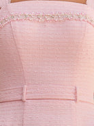 KissProm-Imelda Pink Strapless Textured Tweed Sheath Homecoming Dress