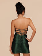 Indie | Dark Green - Bodycon Sequined Flowers Corset Sweetheart Homecoming Dress - KissProm