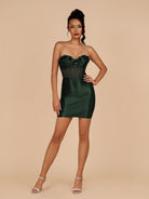 Indie | Dark Green - Bodycon Sequined Flowers Corset Sweetheart Homecoming Dress - KissProm
