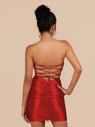 Indie | Red - Bodycon Sequined Flowers Corset Sweetheart Homecoming Dress