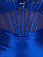 Indie | Royal Blue - Bodycon Sequined Flowers Corset Sweetheart Homecoming Dress