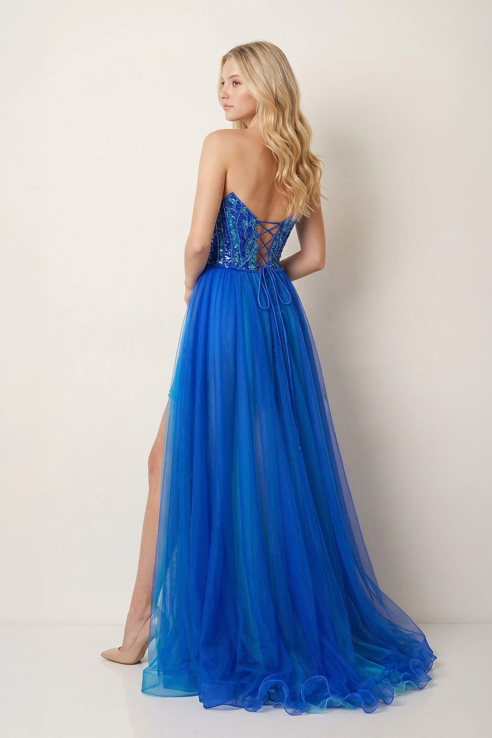 Royal Blue Sheath V Neck Sequined Mini Party Dresses with Train –  KissProm