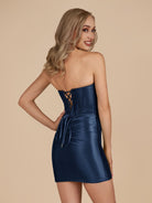 Irith | Navy Blue - Bodycon Sweetheart Satin Corset Homecoming Dresses with Beads