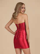 Irith | Red - Bodycon Sweetheart Satin Corset Homecoming Dresses with Beads - KissProm