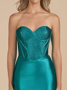 Irith | Peacock- Bodycon Sweetheart Satin Corset Homecoming Dresses with Beads