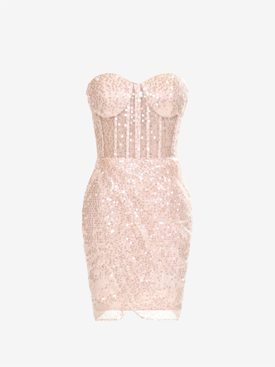 Sweetheart Glittery Sequin Corset Sheath Homecoming Dresses for Juniors VK25101410