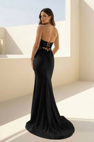 Isalyn | Yellow - Strapless Mermaid Satin Long Prom Dresses With Cutout - KissProm