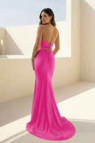 Isalyn | Yellow - Strapless Mermaid Satin Long Prom Dresses With Cutout - KissProm