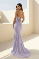 Isalyn | Yellow - Strapless Mermaid Satin Long Prom Dresses With Cutout - KissProm