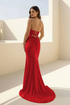 Isalyn | Yellow - Strapless Mermaid Satin Long Prom Dresses With Cutout - KissProm