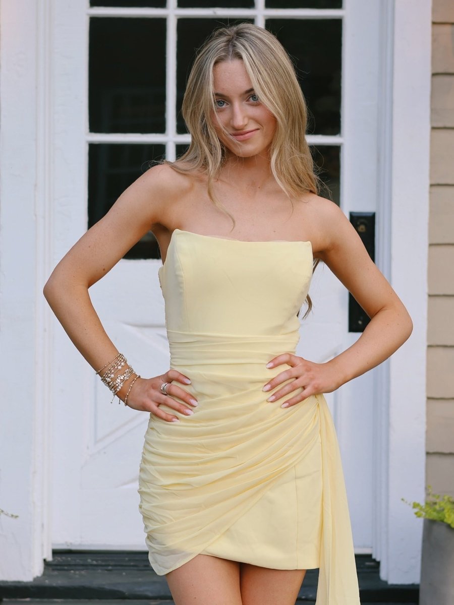 Isla Sheath Strapless Homecoming Dress with Drape