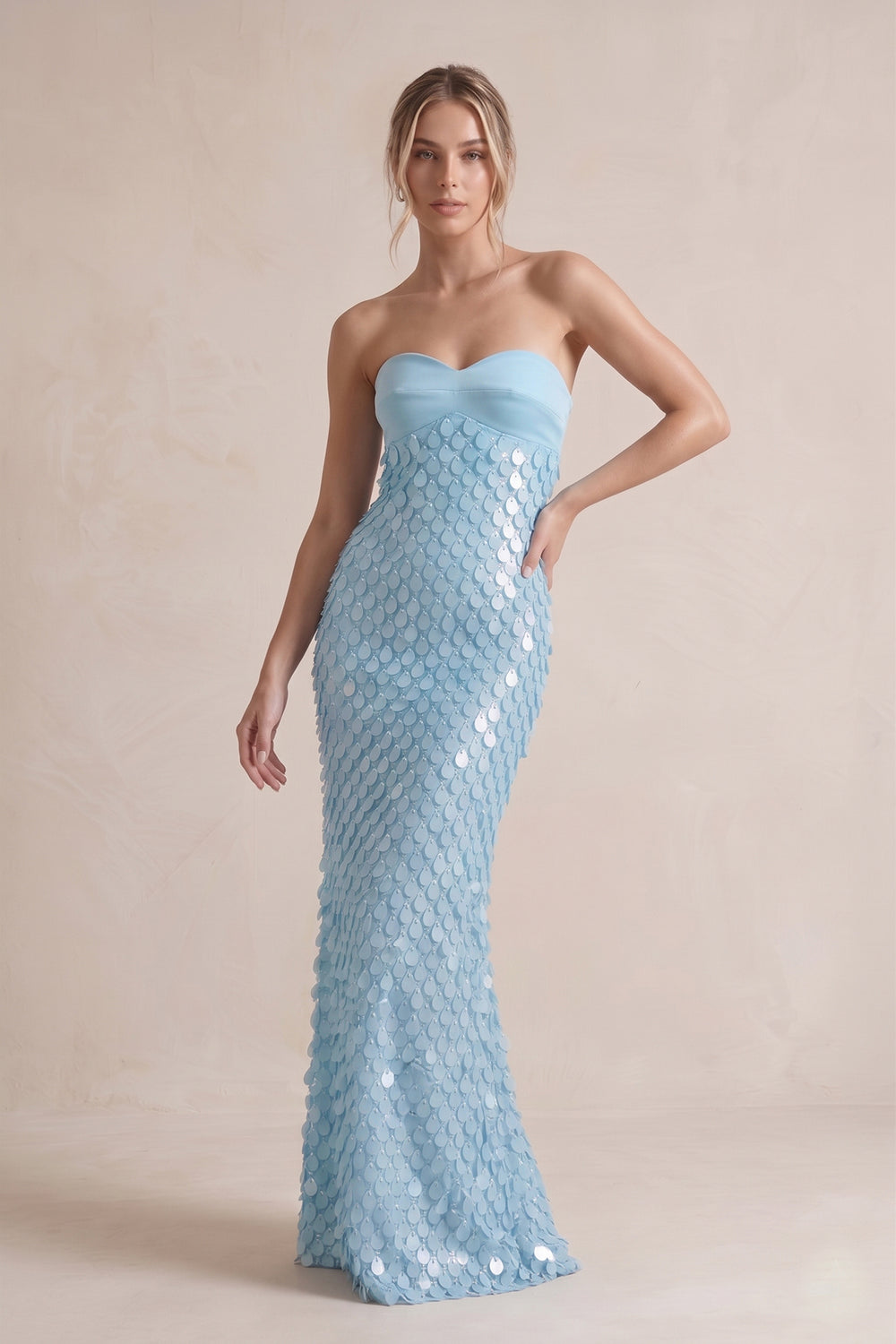 Blue - Sheath Sweetheart Long Prom Dresses with Sequins – Prom Dresses by KissProm | Available at KissProm