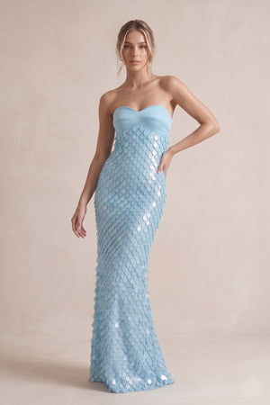 Blue - Sheath Sweetheart Long Prom Dresses with Sequins – Prom Dresses by KissProm | Available at KissProm