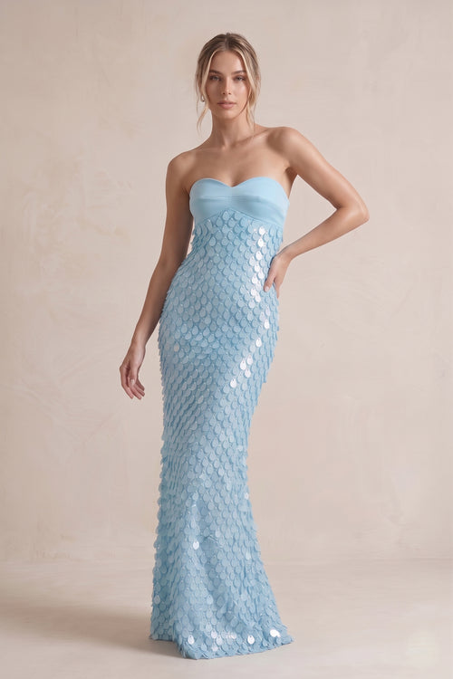 Blue - Sheath Sweetheart Long Prom Dresses with Sequins – Prom Dresses by KissProm | Available at KissProm
