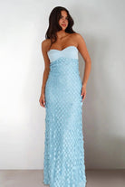 Islen | Blue - Sheath Strapless Long Prom Dresses with Sequins - KissProm