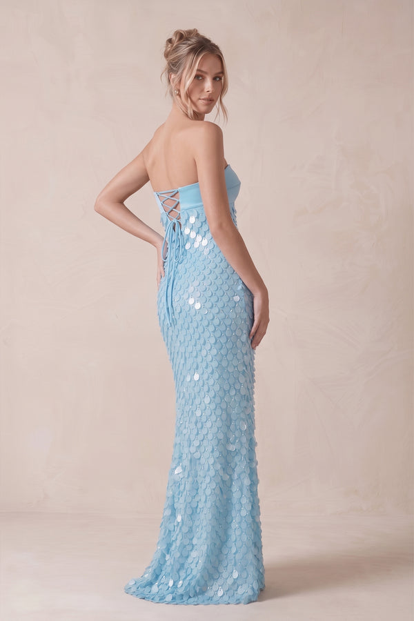 Blue - Sheath Sweetheart Long Prom Dresses with Sequins – Prom Dresses by KissProm | Available at KissProm