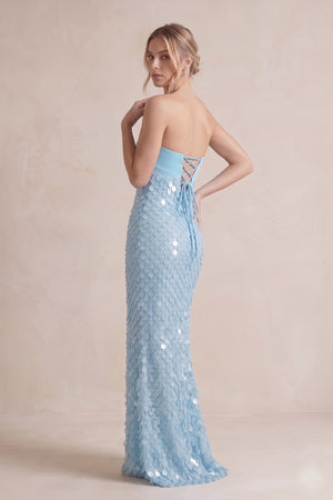 Blue - Sheath Sweetheart Long Prom Dresses with Sequins – Prom Dresses by KissProm | Available at KissProm