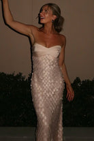 Islen | Pink - Sheath Strapless Long Prom Dresses with Sequins - KissProm