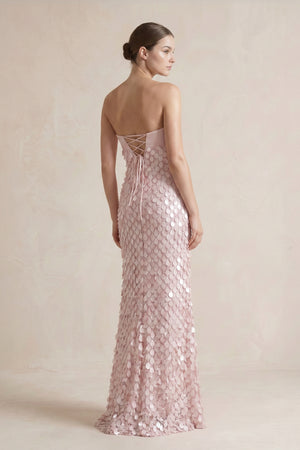 Pink - Sheath Sweetheart Long Prom Dresses with Sequins – Prom Dresses by KissProm | Available at KissProm