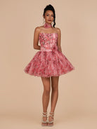 Ismeria | Pink - Strapless A-Line Floral Short Homecoming Dresses With Ruffles