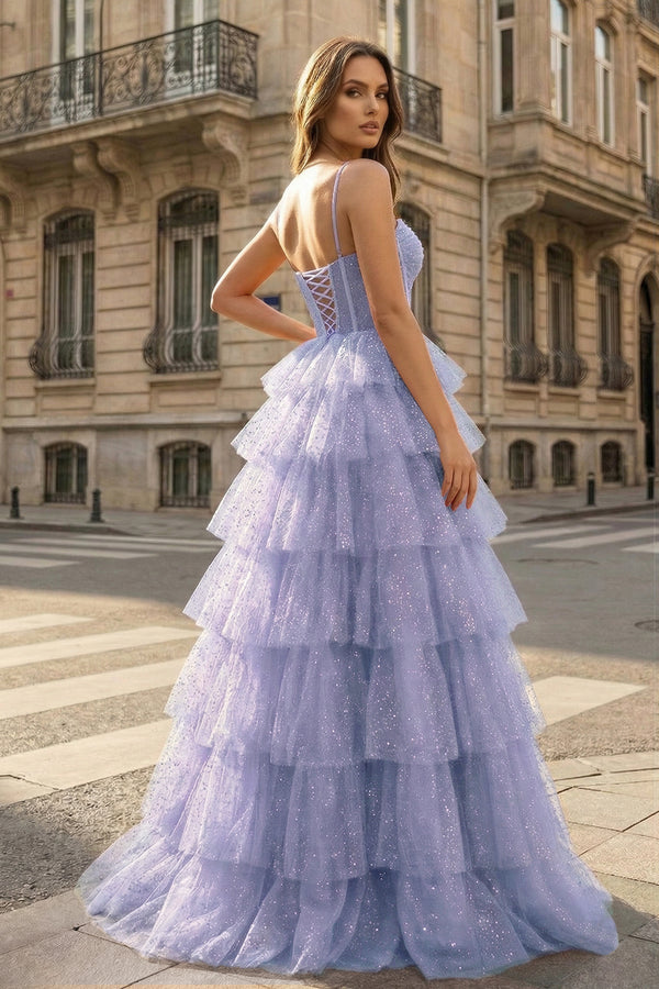 Gorgeous Sparkle Tulle Red Spaghetti Straps Ruched Prom Dress