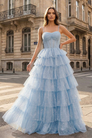 Gorgeous Sparkle Tulle Red Spaghetti Straps Ruched Prom Dress