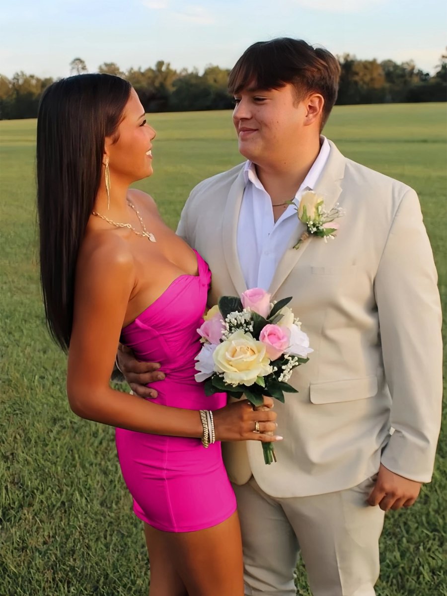 Issa | Yellow - Strapless Sheath Short Homecoming Dresses With Keyhole