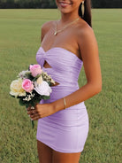 Issa | Yellow - Strapless Sheath Short Homecoming Dresses With Keyhole