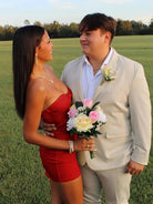 Issa | Yellow - Strapless Sheath Short Homecoming Dresses With Keyhole