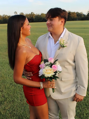 Issa | Yellow - Strapless Sheath Short Homecoming Dresses With Keyhole