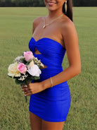 Issa | Yellow - Strapless Sheath Short Homecoming Dresses With Keyhole
