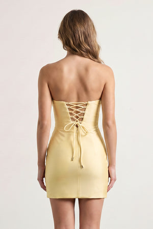 Issa | Yellow - Strapless Sheath Short Homecoming Dresses With Keyhole