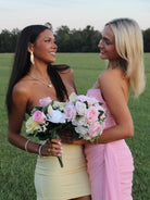 Issa | Yellow - Strapless Sheath Short Homecoming Dresses With Keyhole