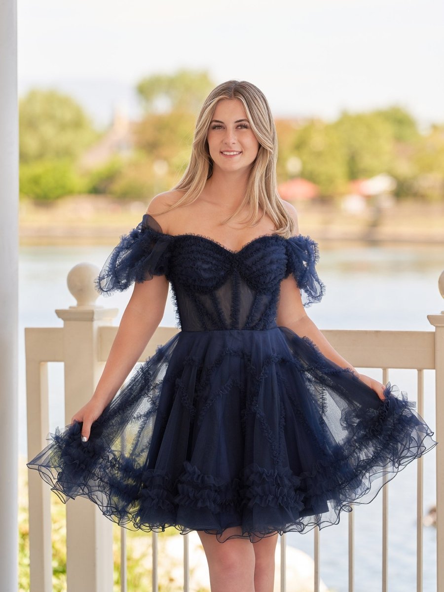 Naomi A Line Sweetheart Puff Sleeves Short Homecoming Dress | KissProm Naomi A Line Sweetheart Puff Sleeves Short Homecoming Dress | KissProm