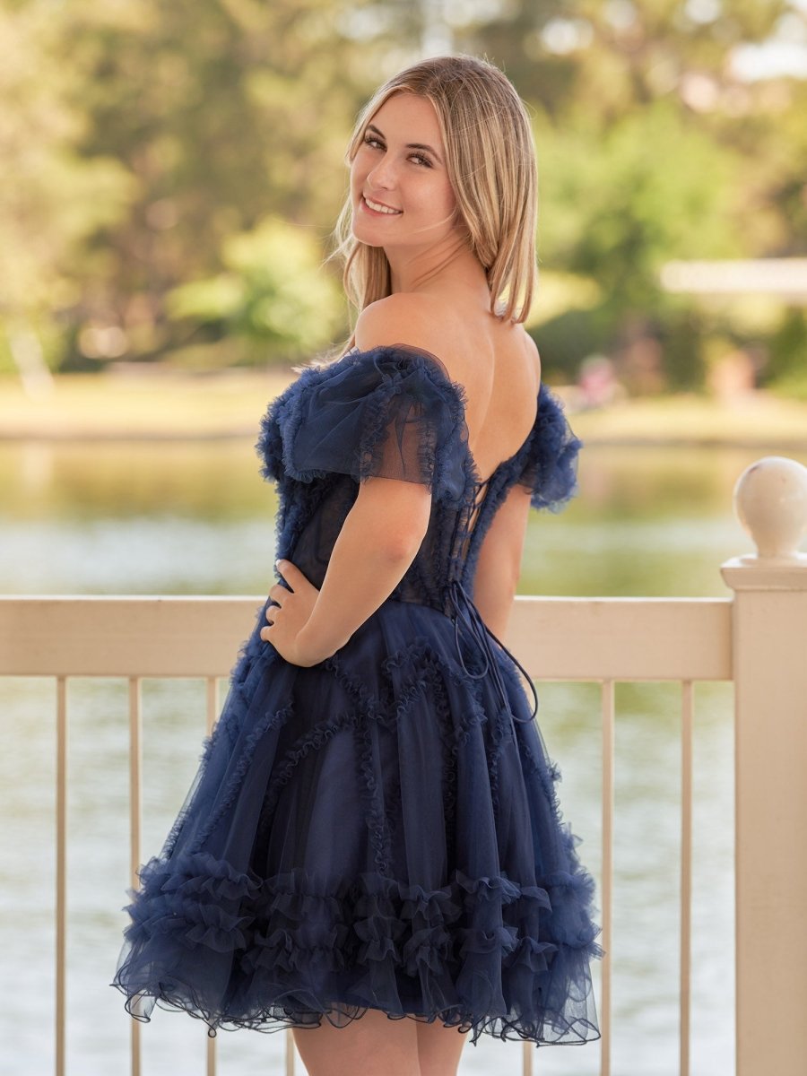 Naomi A Line Sweetheart Puff Sleeves Short Homecoming Dress | KissProm Naomi A Line Sweetheart Puff Sleeves Short Homecoming Dress | KissProm