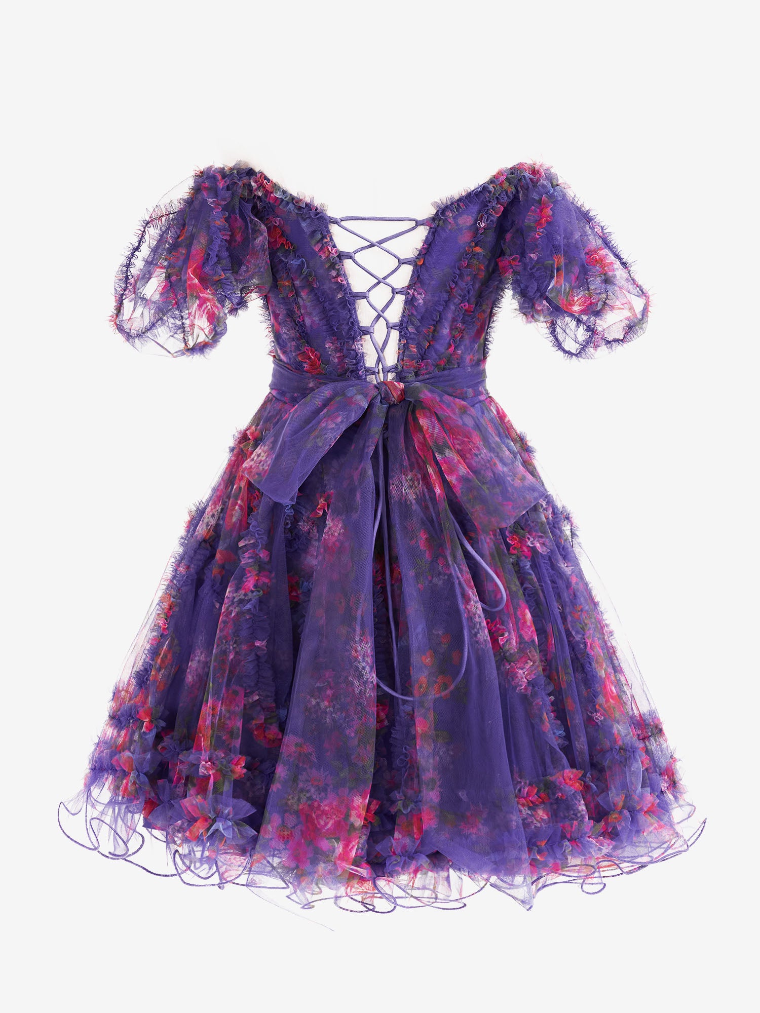 Ivana | Purple A Line Off the Shoulder Floral Printed Homecoming Dress