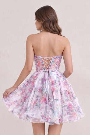 Ivory A Line Sweetheart Floral Homecoming Dress (2) | KISSPROM