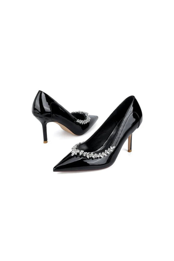 Ivory High Heels with Crystal - Embellished Metal Accent - KissProm