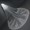 Ivory Lace Cathedral Veil with Blusher Long Wedding Veil - KissProm