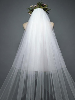 Ivory Lace Cathedral Veils with Blusher - KissProm