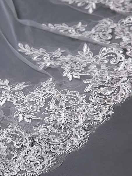 Ivory Lace Cathedral Veils with Blusher - KissProm